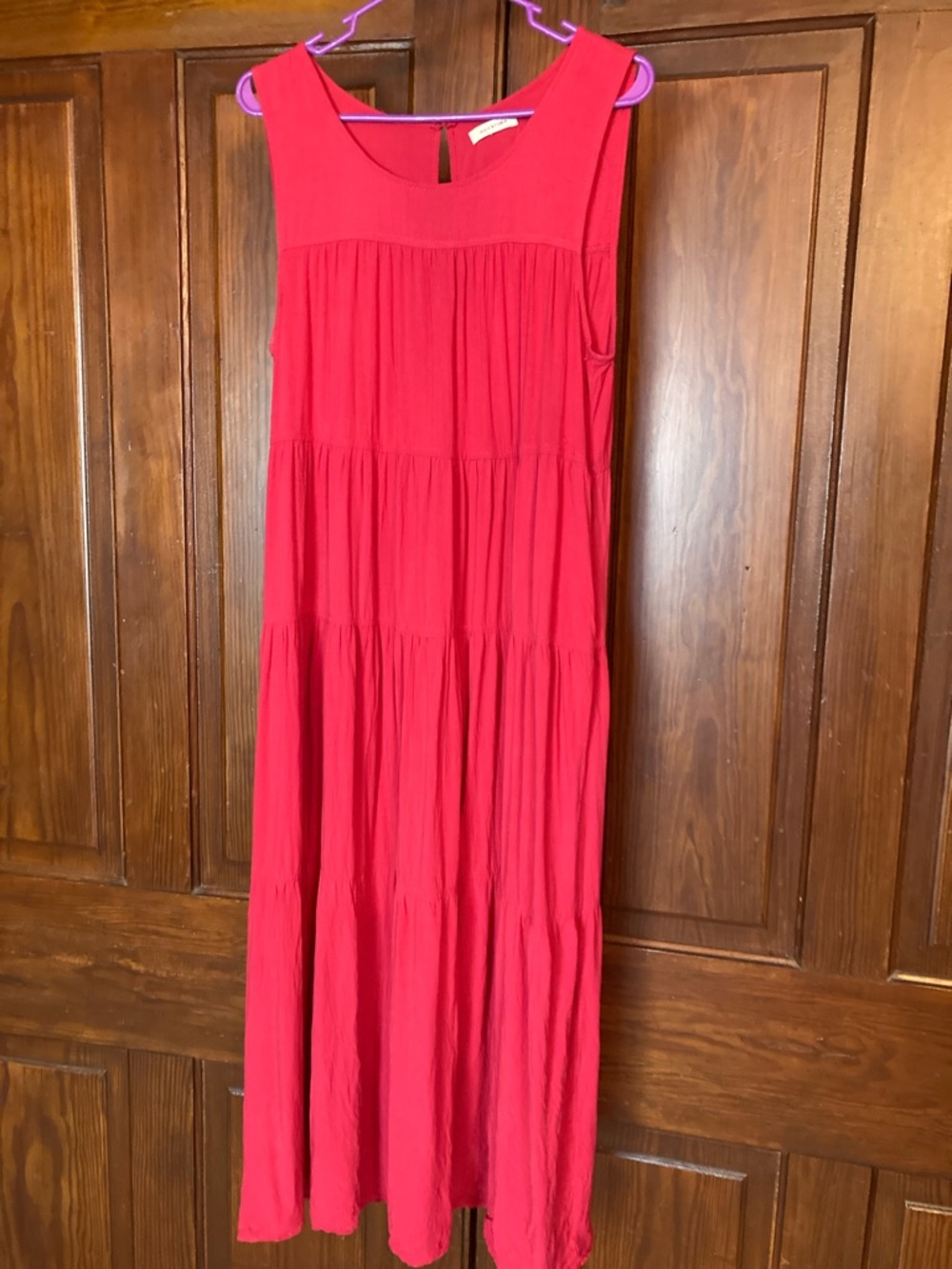 Max Studio Pink Sleeveless 100% Rayon Tiered Maxi Dress Size Large